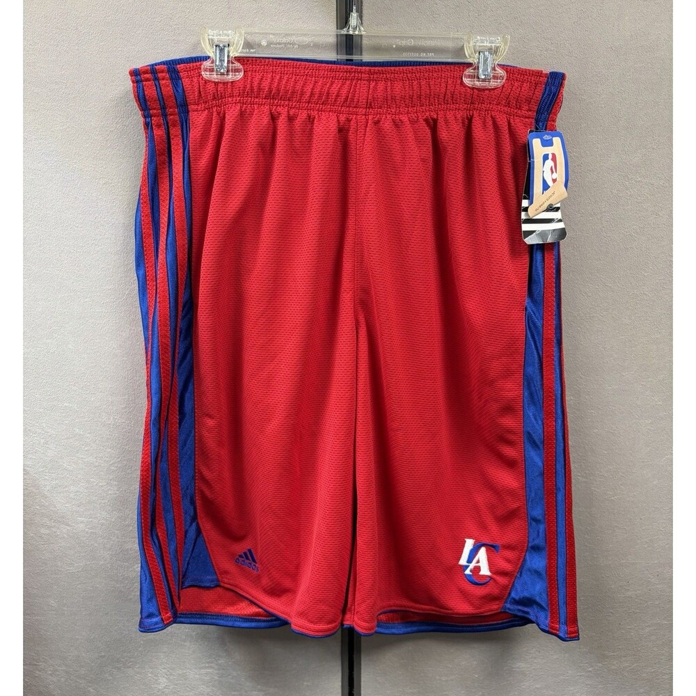 ADIDAS LA CLIPPERS Shorts Mens XL Red Blue NBA 3 Stripe Basketball NWT